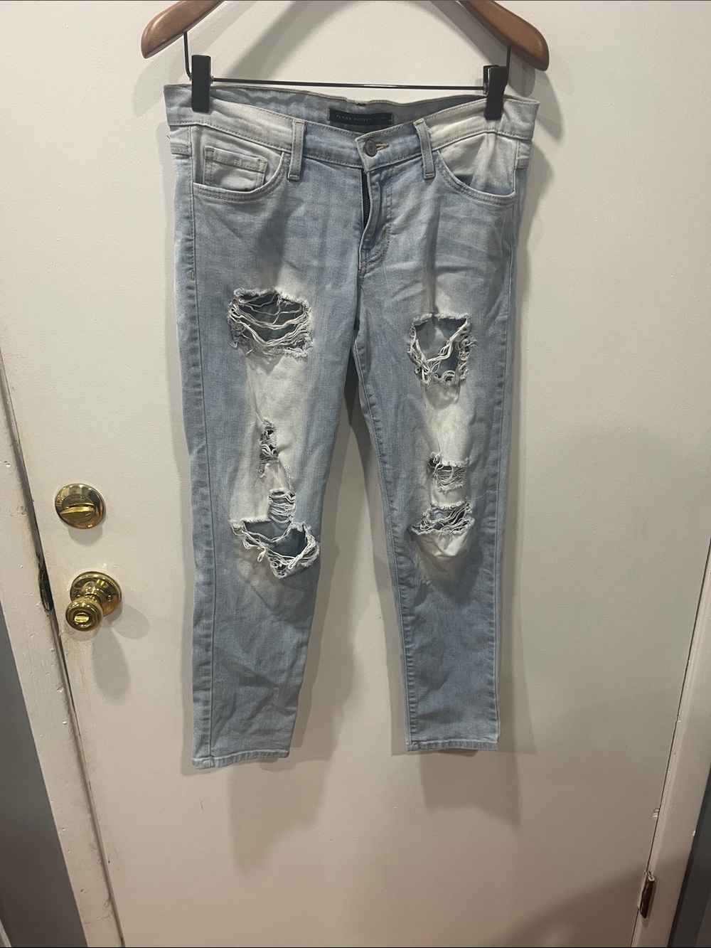 Flying Monkey Light Blue Distressed Skinny Jeans
